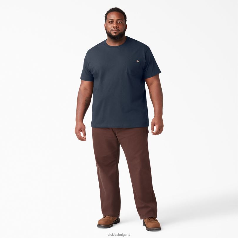 мъже Dickies лека тениска с джоб с къс ръкав тъмно синьо (dn) облекло R2PH8575