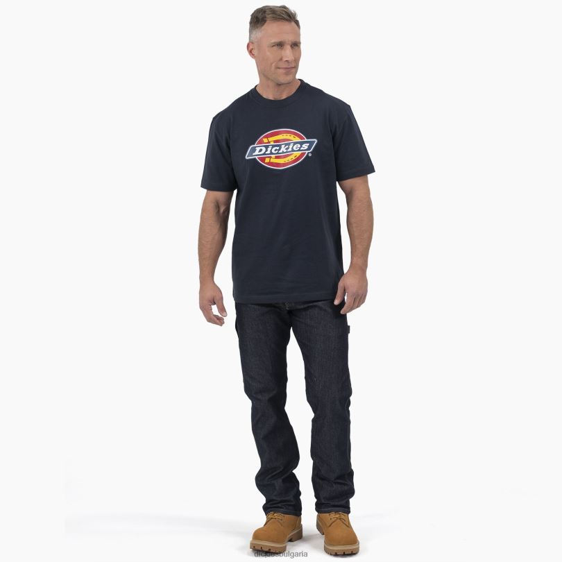 мъже Dickies трицветна графична тениска с лого с къс ръкав тъмно синьо (dn) облекло R2PH8709