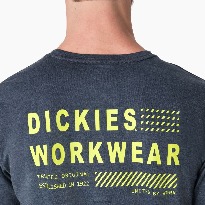 мъже Dickies графична тениска с охлаждаща производителност тъмно синьо хедър (dnh) облекло R2PH8901