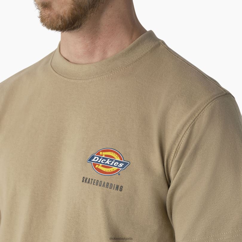 мъже Dickies скейтборд стандартна тениска с лого на гърдите пустинен пясък (ds) облекло R2PH8859