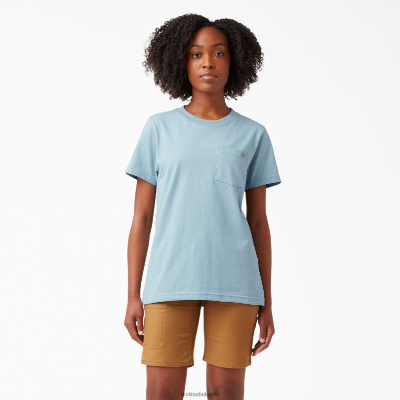 Жени Dickies тежка тениска с къс ръкав док синьо (du1) облекло R2PH81957