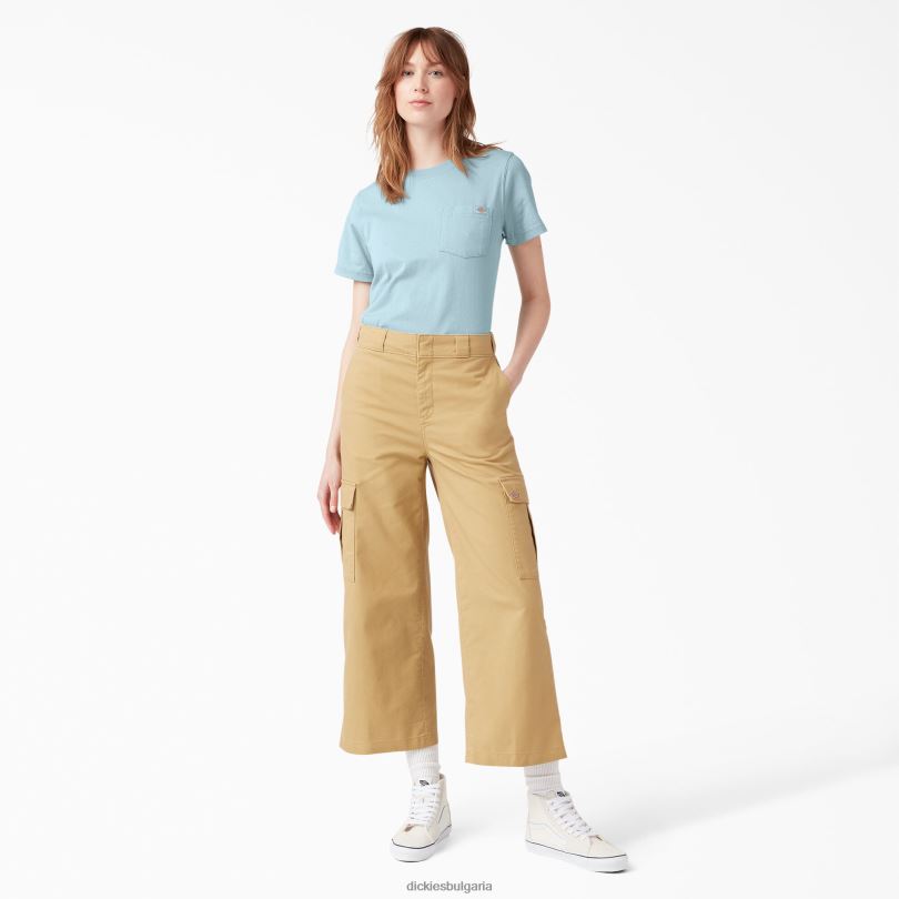 Жени Dickies тежка тениска с къс ръкав док синьо (du1) облекло R2PH81957