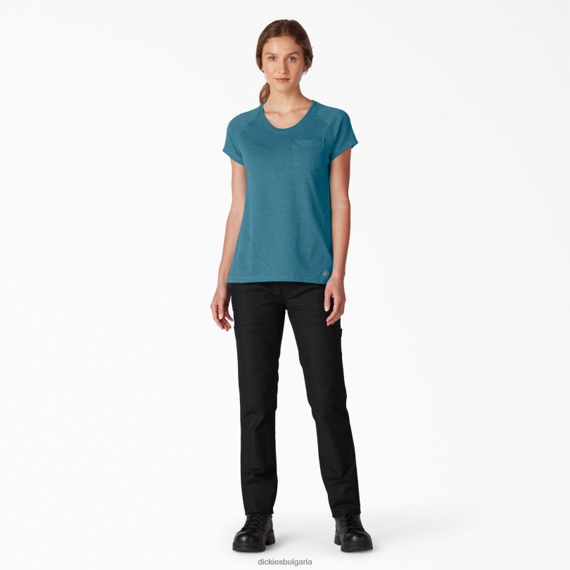 Жени Dickies охлаждаща тениска с къс ръкав дълбоко небе (esd) облекло R2PH81575
