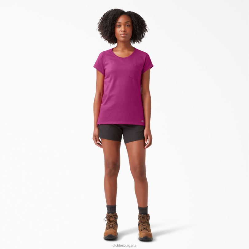 Жени Dickies охлаждаща тениска с къс ръкав фестивална фуксия (f2f) облекло R2PH81577