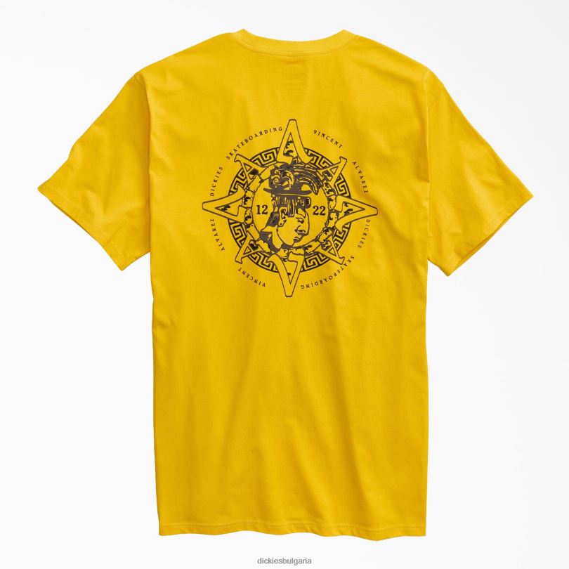 мъже Dickies Винсент Алварез графична тениска златна пръчка (gd9) облекло R2PH8912