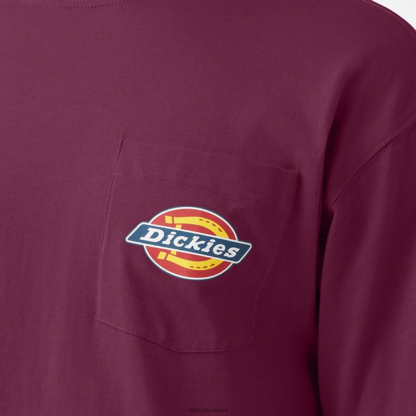 мъже Dickies тениска с джоб с лого на гърдите вино от грозде (gw9) облекло R2PH8894