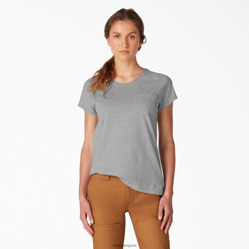 Жени Dickies охлаждаща тениска с къс ръкав хедър сиво (hg) облекло R2PH81579