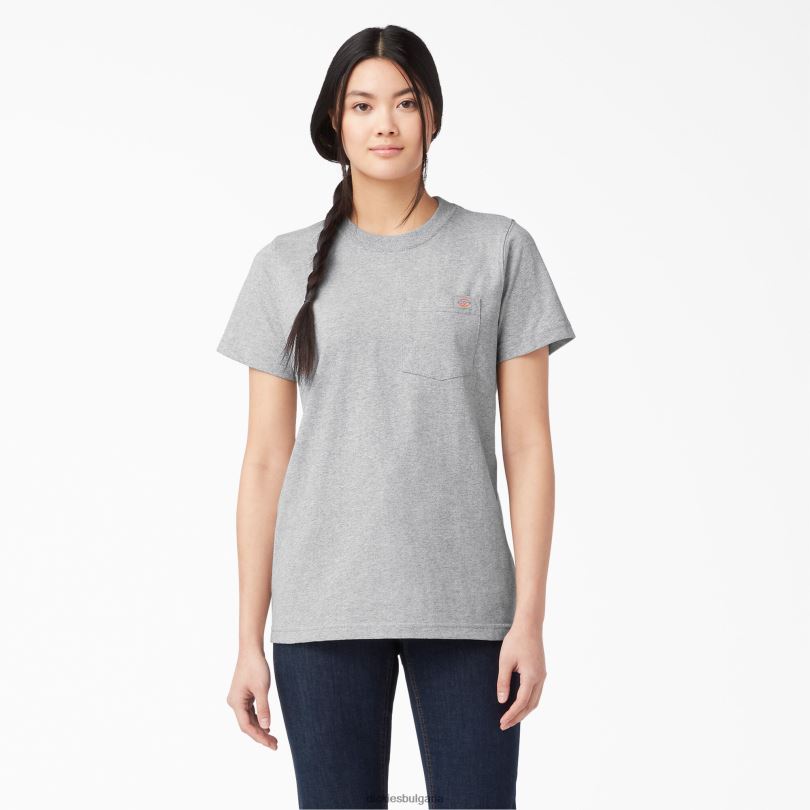 Жени Dickies тежка тениска с къс ръкав хедър сиво (hg) облекло R2PH81958