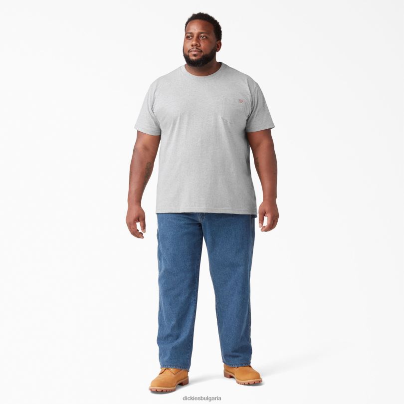 мъже Dickies тежка тениска с къс ръкав хедър сиво (hg) облекло R2PH8517