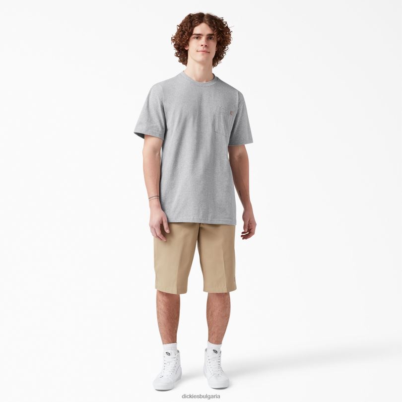 мъже Dickies тежка тениска с къс ръкав хедър сиво (hg) облекло R2PH8517