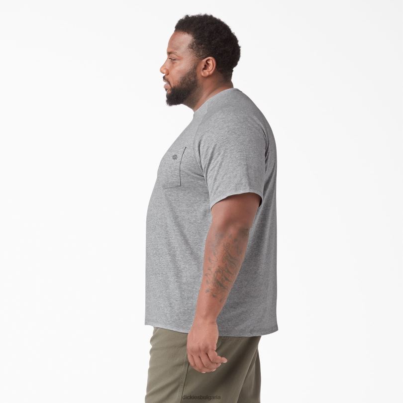 мъже Dickies охлаждаща тениска с къс ръкав хедър сиво (hg) облекло R2PH8546