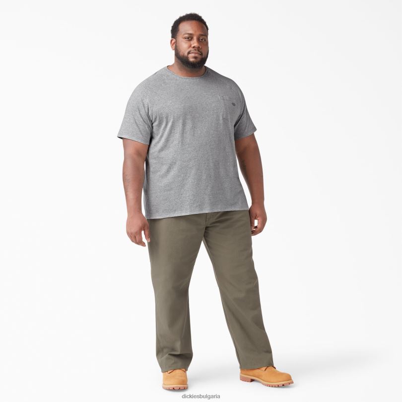 мъже Dickies охлаждаща тениска с къс ръкав хедър сиво (hg) облекло R2PH8546