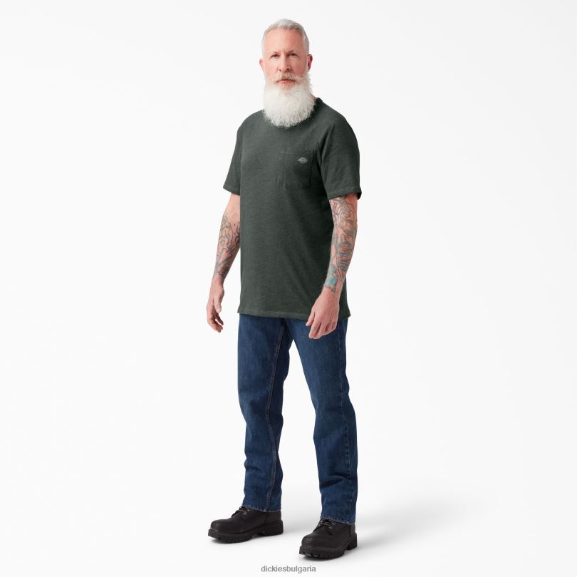 мъже Dickies охлаждаща тениска с къс ръкав ловец зелена хедър (hnh) облекло R2PH8547
