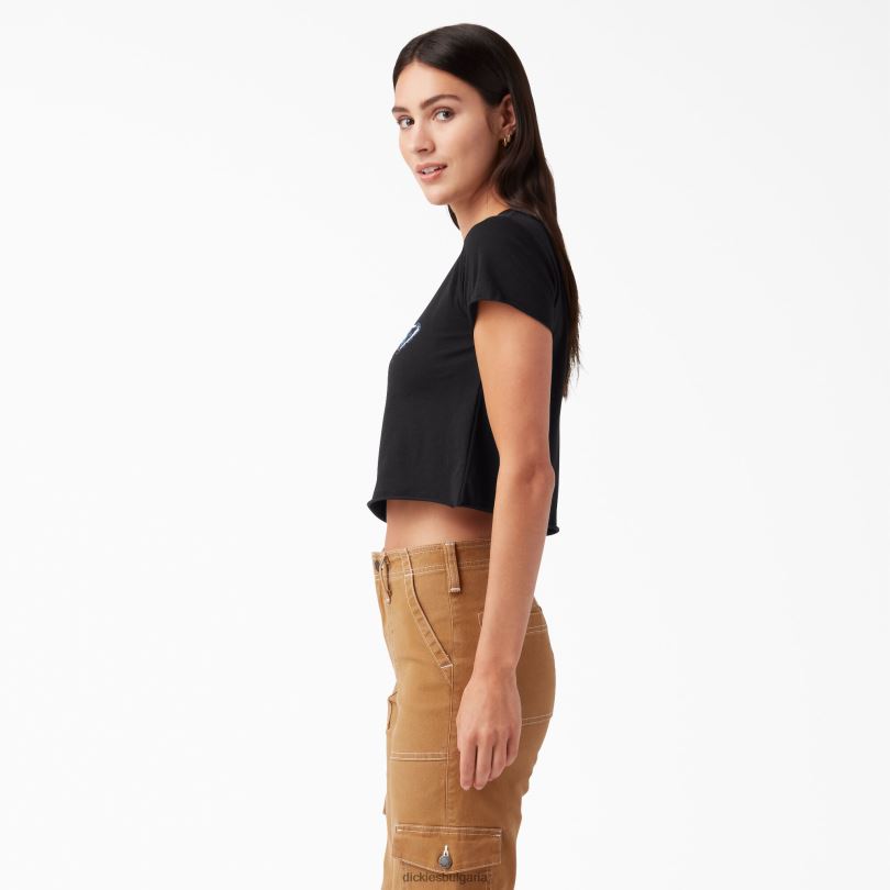 Жени Dickies изрязана тениска с лого черно (kbk) облекло R2PH82139