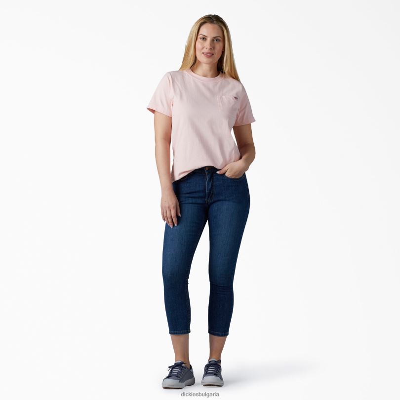 Жени Dickies тежка тениска с къс ръкав лотосово розово (lo2) облекло R2PH81961