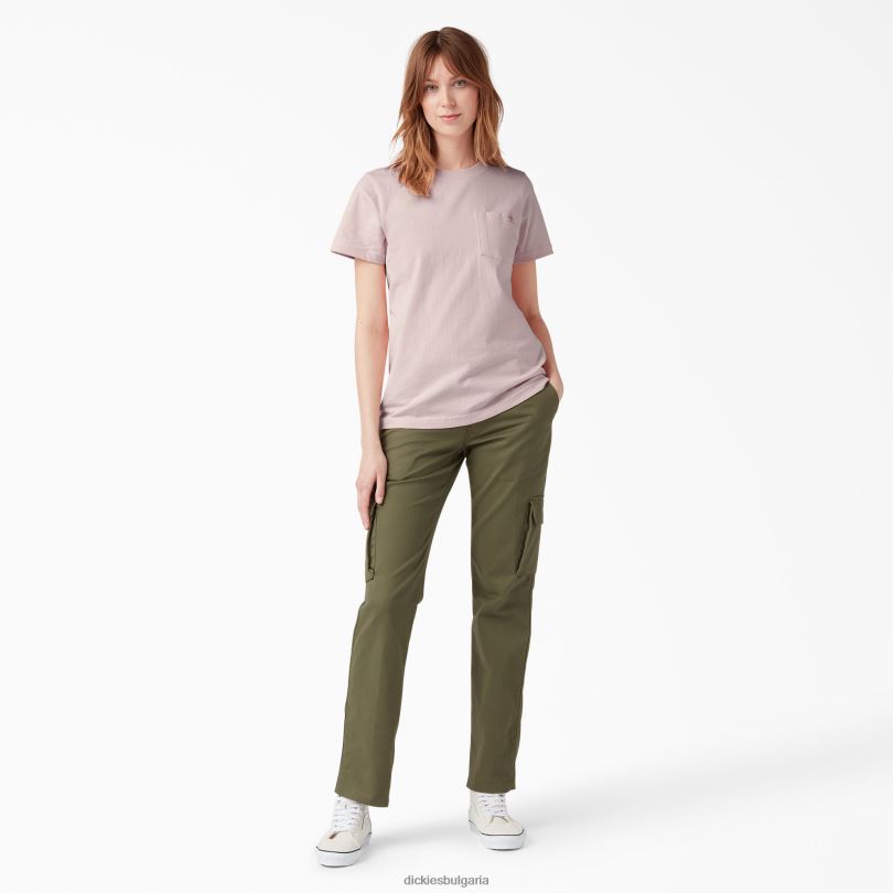 Жени Dickies тежка тениска с къс ръкав лотосово розово (lo2) облекло R2PH81961
