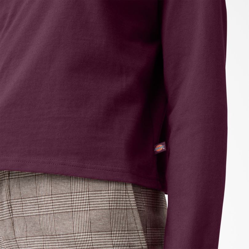 Жени Dickies изрязана тениска с дълъг ръкав loretto вино от грозде (gw9) облекло R2PH82160