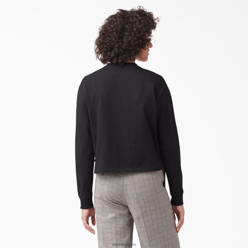 Жени Dickies изрязана тениска с дълъг ръкав loretto черно (kbk) облекло R2PH82161