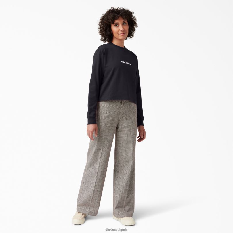 Жени Dickies изрязана тениска с дълъг ръкав loretto черно (kbk) облекло R2PH82161