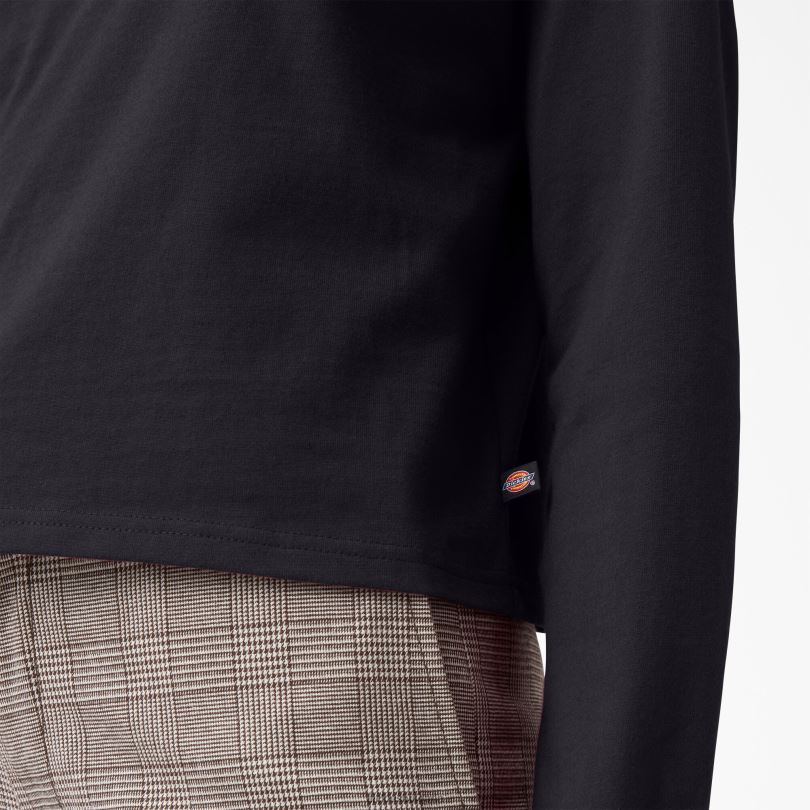 Жени Dickies изрязана тениска с дълъг ръкав loretto черно (kbk) облекло R2PH82161