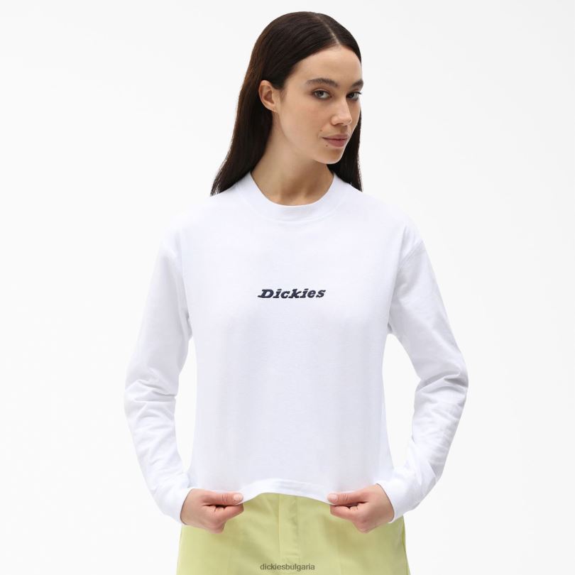 Жени Dickies изрязана тениска с дълъг ръкав loretto бяло (wh) облекло R2PH82162