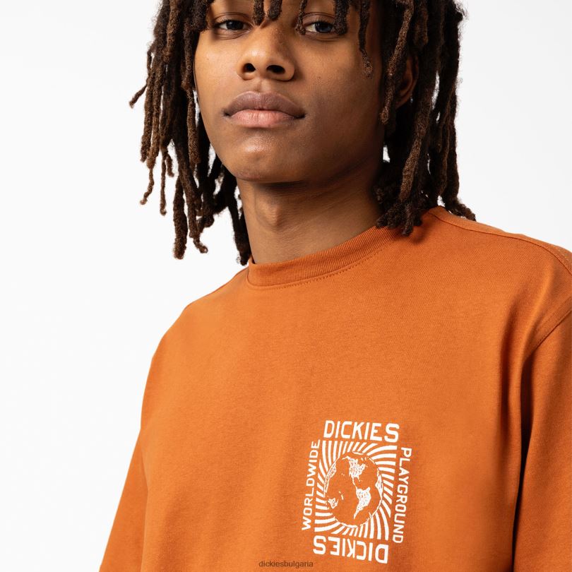 мъже Dickies тениска marbury с къс ръкав джинджифилово кафяво (т.е.) облекло R2PH8801