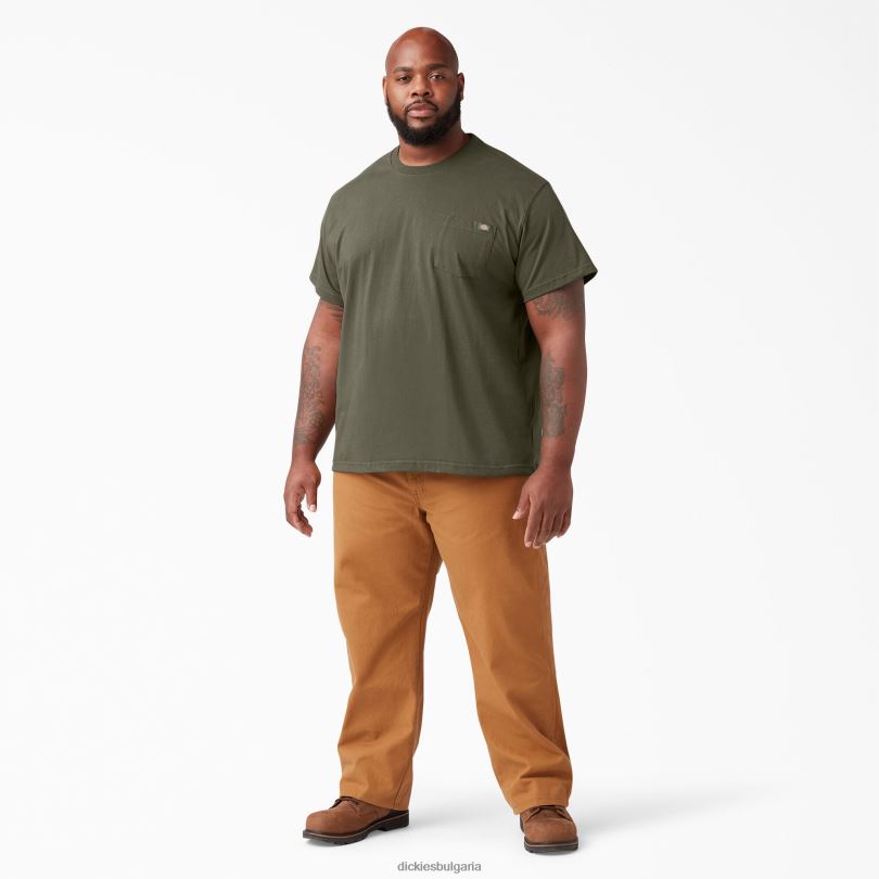 мъже Dickies тежка тениска с къс ръкав военно зелено (ml) облекло R2PH8519