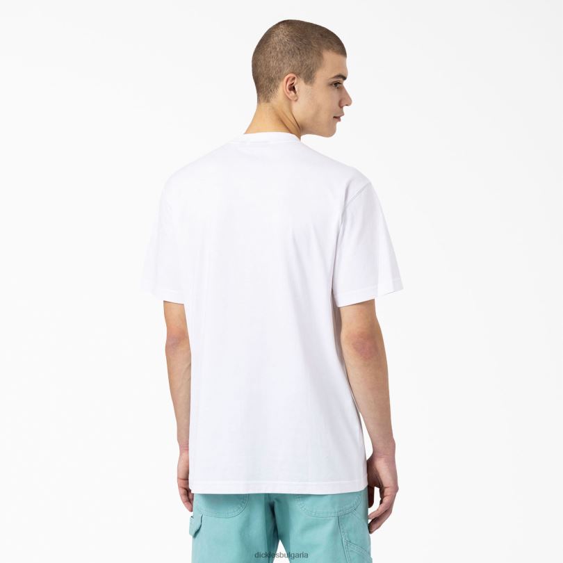 мъже Dickies скейтборд mount vista тениска бяло (wh) облекло R2PH8931