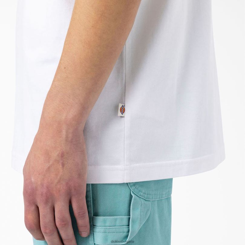 мъже Dickies скейтборд mount vista тениска бяло (wh) облекло R2PH8931