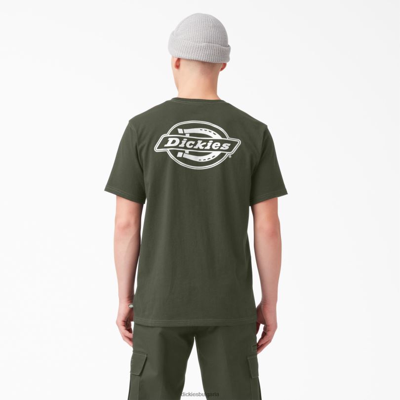 мъже Dickies тениска с графично лого на гърба маслинено зелено (og) облекло R2PH8750