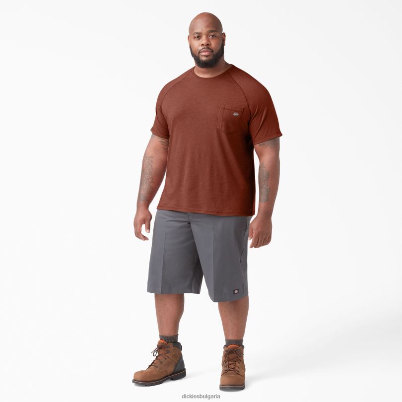 мъже Dickies охлаждаща тениска с къс ръкав червен скален пирен (roh) облекло R2PH8551