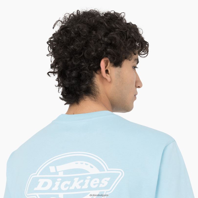 мъже Dickies тениска с графично лого на гърба небесно синьо (su9) облекло R2PH8751