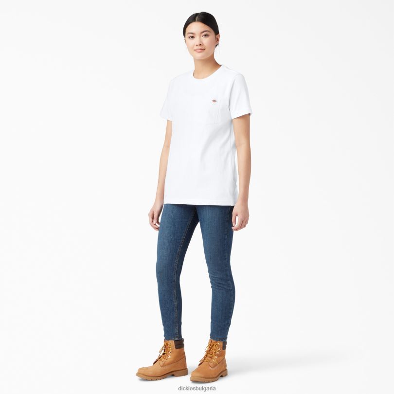 Жени Dickies тежка тениска с къс ръкав бяло (wh) облекло R2PH81964