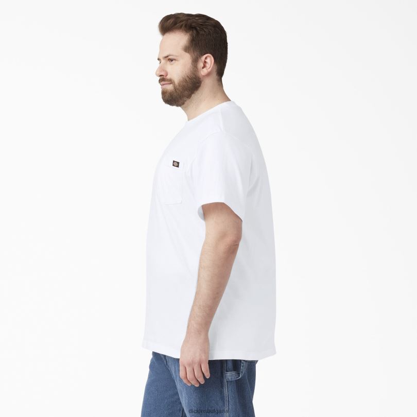мъже Dickies лека тениска с джоб с къс ръкав бяло (wh) облекло R2PH8576