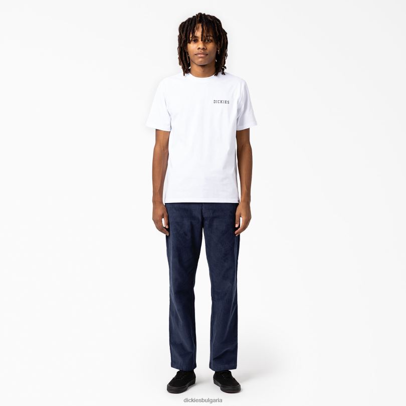 мъже Dickies графична тениска с къс ръкав Кливланд бяло (wh) облекло R2PH8849