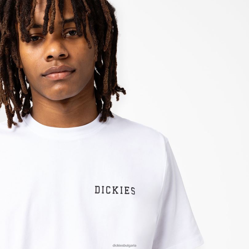 мъже Dickies графична тениска с къс ръкав Кливланд бяло (wh) облекло R2PH8849