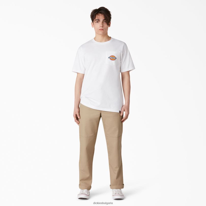 мъже Dickies тениска с джоб с лого на гърдите бяло (wh) облекло R2PH8898