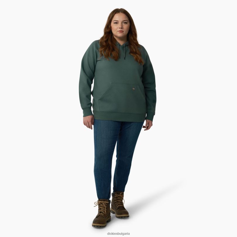 Жени Dickies плюс тежък пуловер с ръкави с лого линкълн грийн (лн) облекло R2PH82348