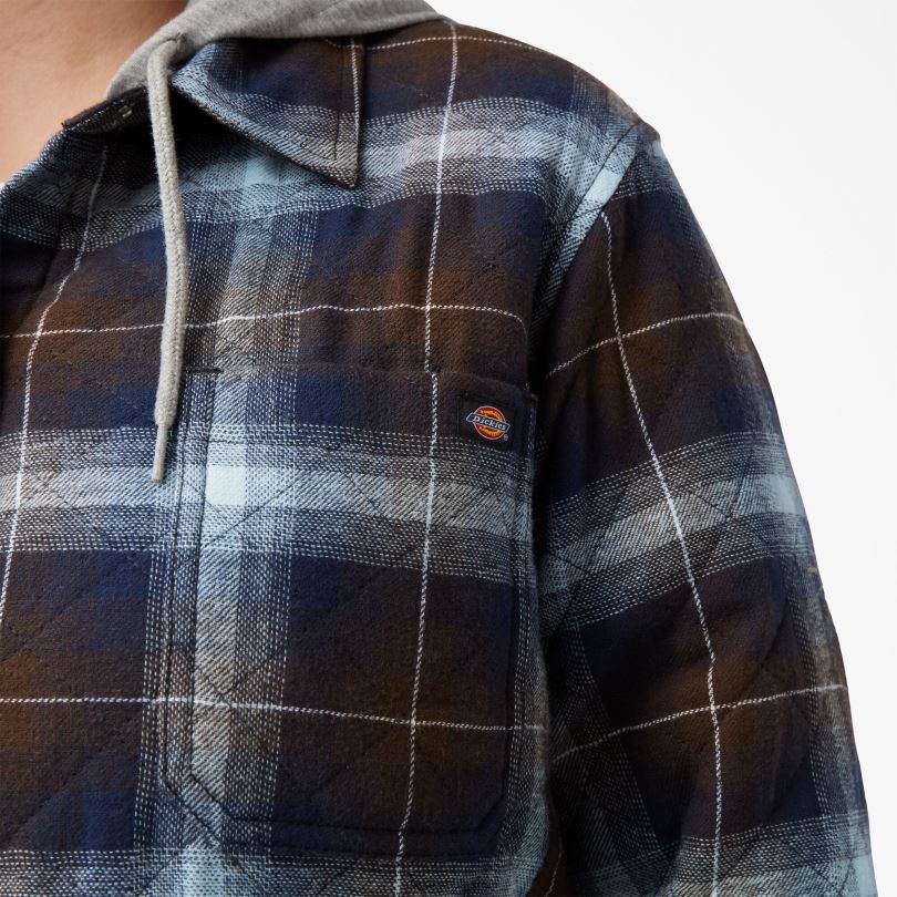 Жени Dickies плюс фланелено яке с качулка ясно синьо/кафяво омбре каре (a1g) облекло R2PH82322