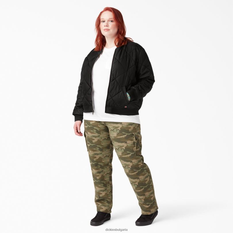 Жени Dickies плюс ватирано бомбър яке черно (bk) облекло R2PH82363