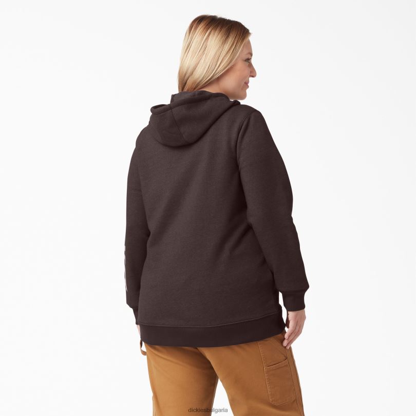 Жени Dickies плюс тежък пуловер с ръкави с лого шоколадово кафяв хедър (cbh) облекло R2PH82342