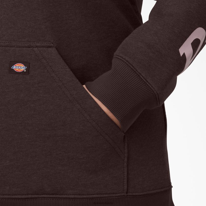 Жени Dickies плюс тежък пуловер с ръкави с лого шоколадово кафяв хедър (cbh) облекло R2PH82342