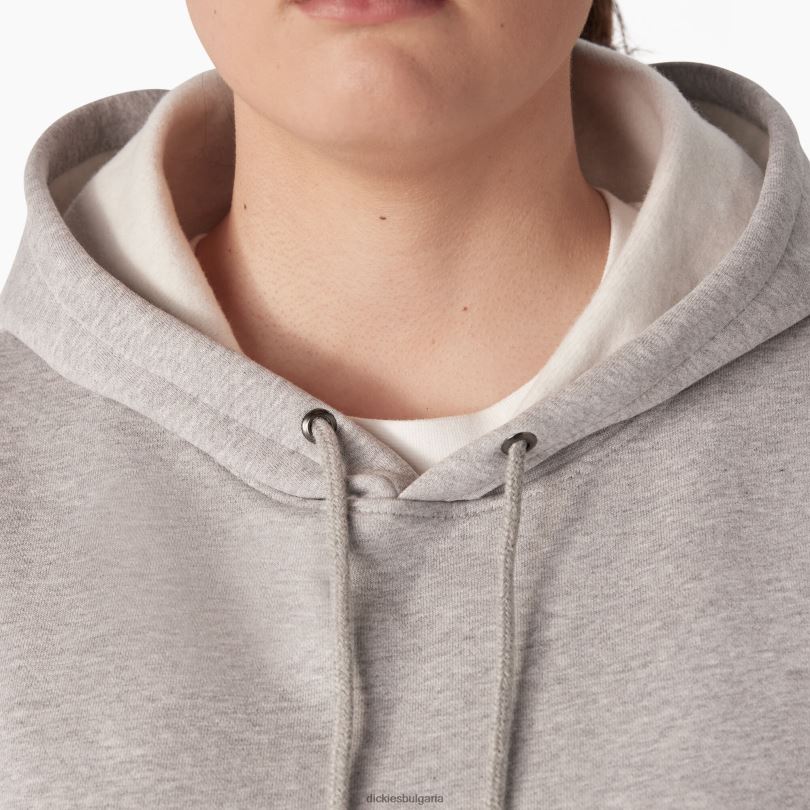 Жени Dickies плюс тежък пуловер с ръкави с лого хедър сиво (hg) облекло R2PH82345