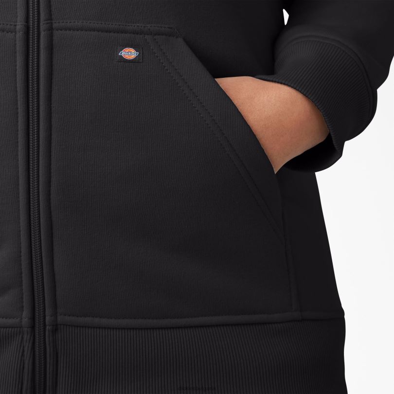 Жени Dickies плюс тежка качулка с цял цип черно (kbk) облекло R2PH82278