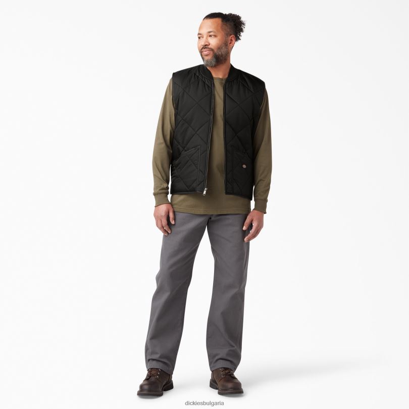 мъже Dickies диамантено ватирана жилетка черно (bk) облекло R2PH81022