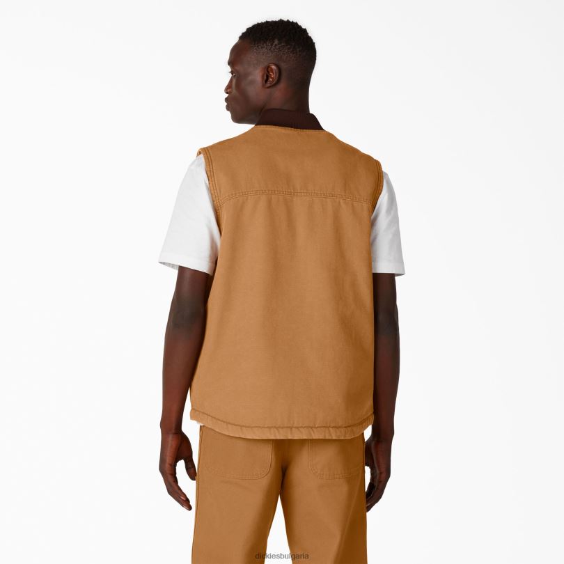 мъже Dickies stonewashed duck жилетка с висок косъм, подплатена с полар каменна кафява патица (sbd) облекло R2PH81032