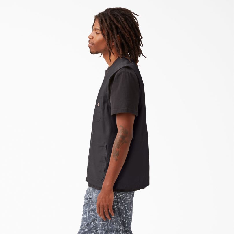 мъже Dickies stonewashed duck дърводелска жилетка stonewashed black (sbk) облекло R2PH81055