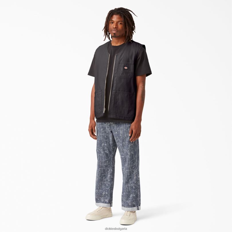 мъже Dickies stonewashed duck дърводелска жилетка stonewashed black (sbk) облекло R2PH81055