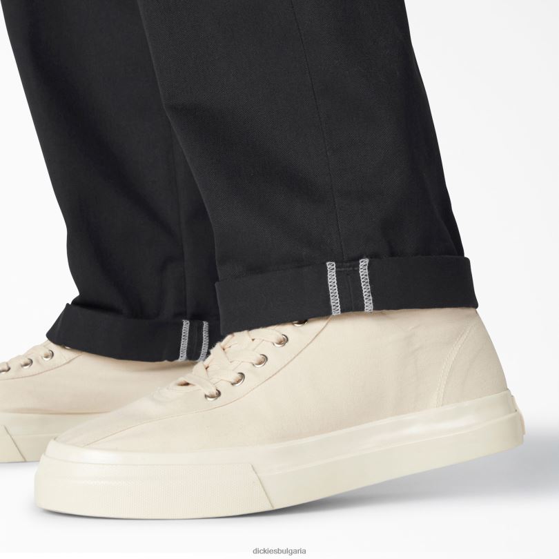 мъже Dickies обикновени работни панталони от кепър с маншети черен (bkx) работно облекло R2PH8287