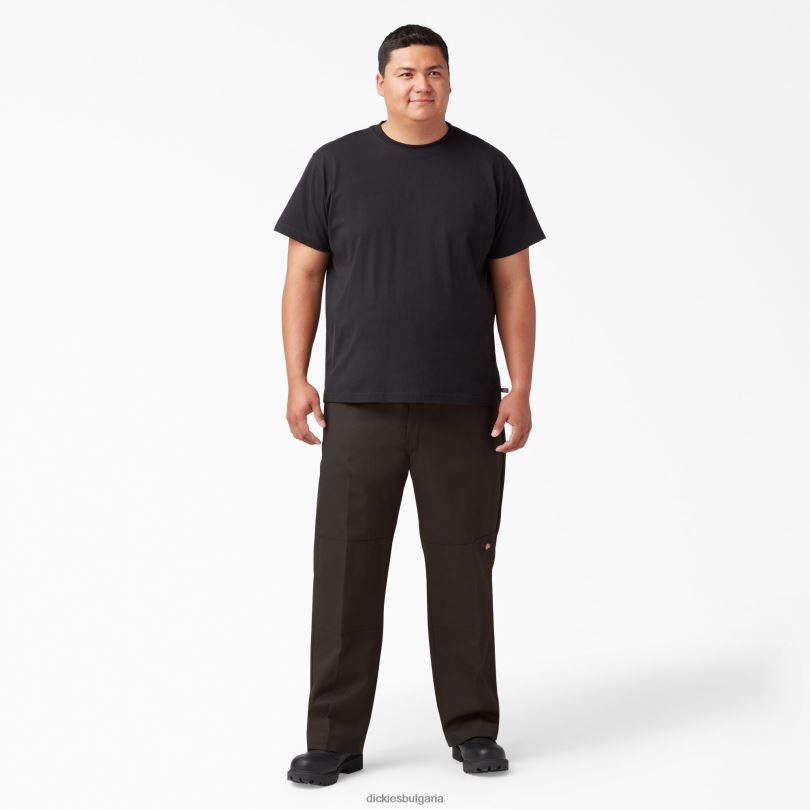 мъже Dickies свободен работен панталон с двойно коляно тъмно кафяво (db) работно облекло R2PH828
